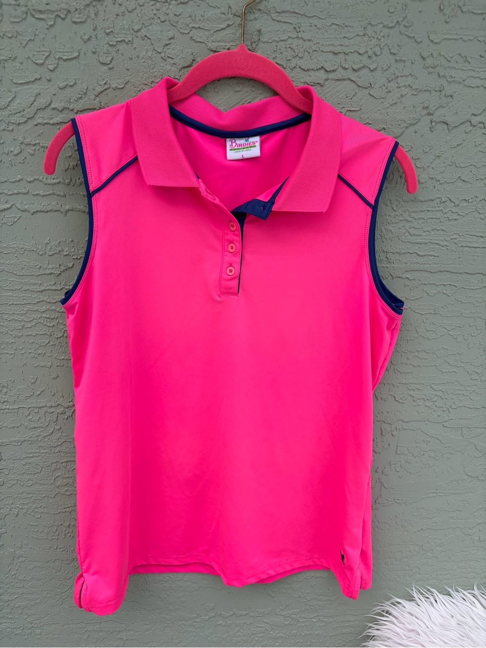 Birdies and Bows Pin High Polo - Hot Pink Sz L